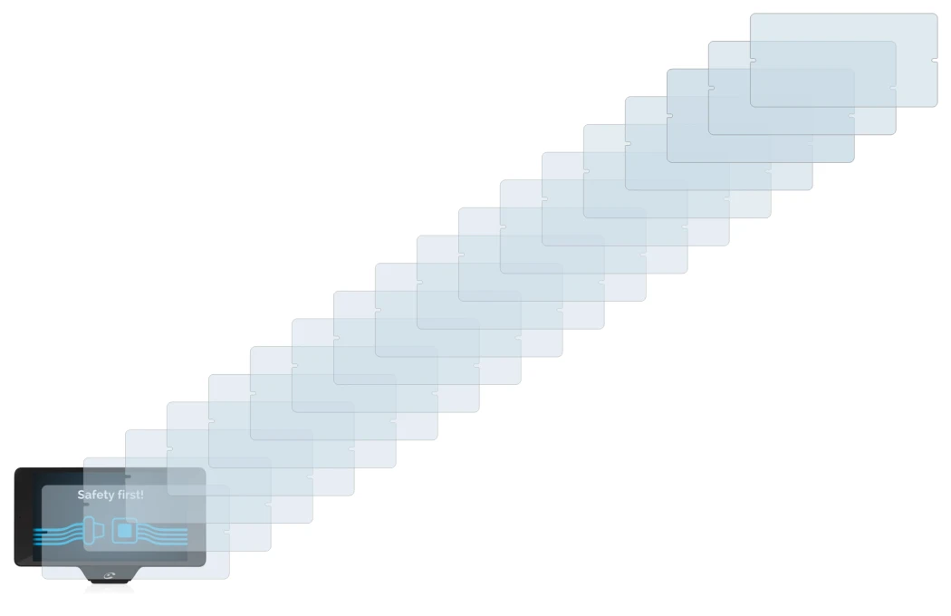 Image of the device Coyote Nav+ 2017 with a wide variety of screen protectors.