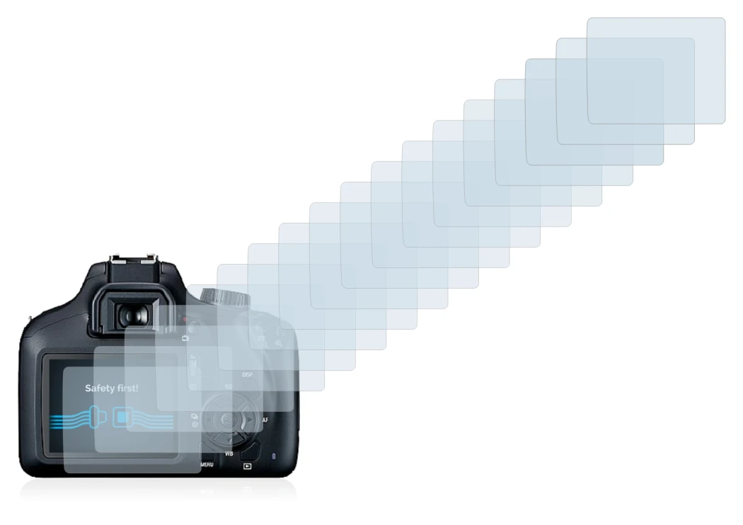 Image of the device Canon EOS 4000D with a wide variety of screen protectors.
