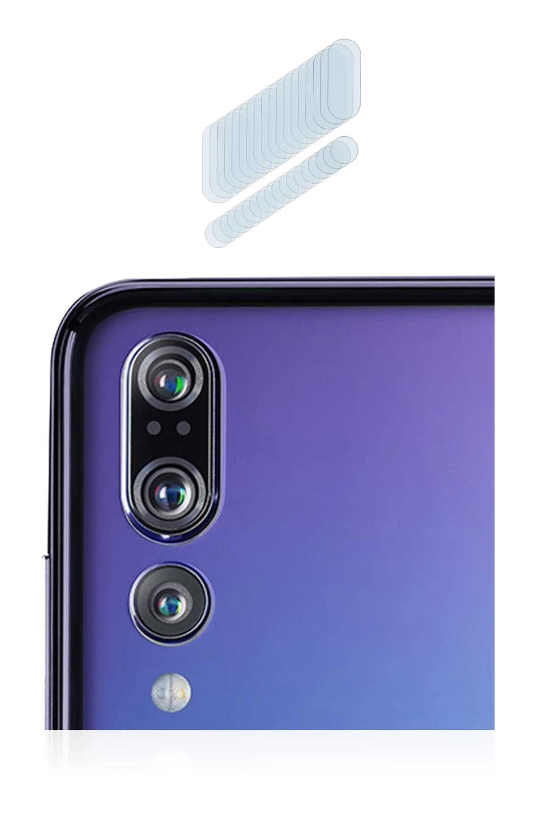 Image of the device Huawei P20 Pro (ONLY Camera Lens) with a wide variety of screen protectors.