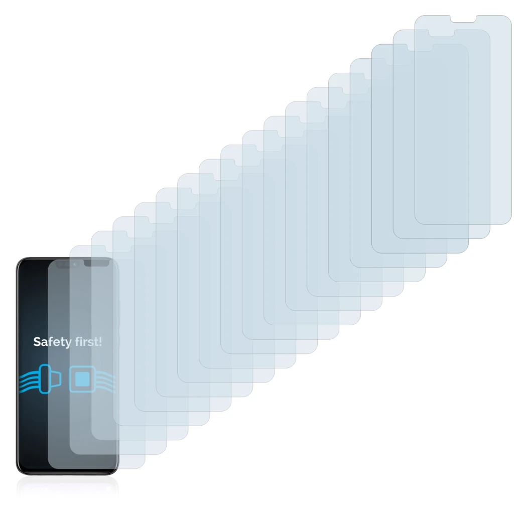 Image of the device Honor 8X with a wide variety of screen protectors.