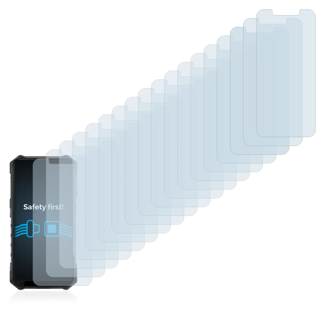 Image of the device Ulefone Armor 6 with a wide variety of screen protectors.