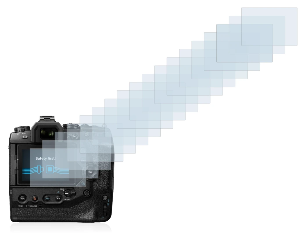 Image of the device Olympus OM-D E-M1X with a wide variety of screen protectors.