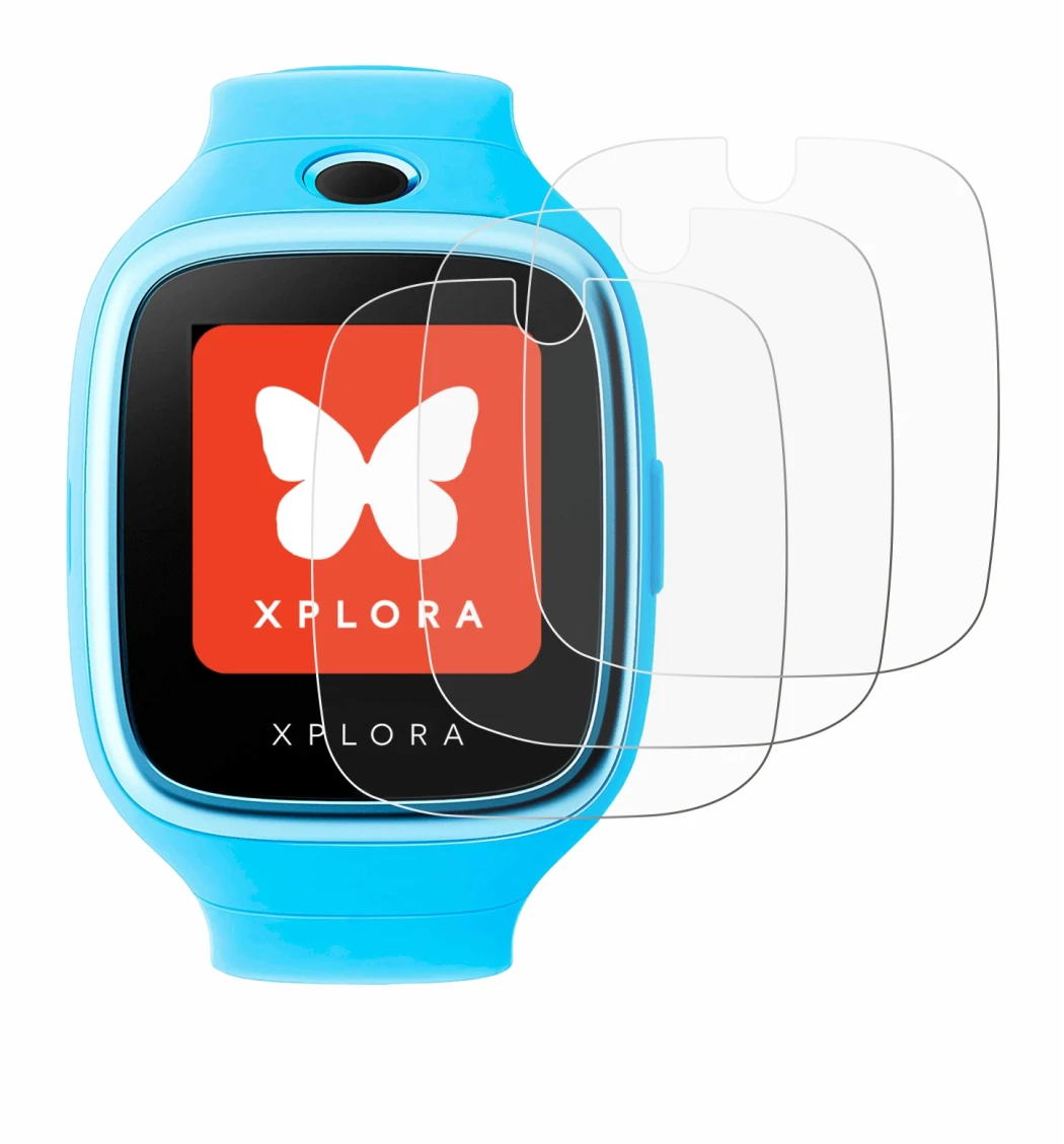 Image of the device Xplora Go with a wide variety of screen protectors.