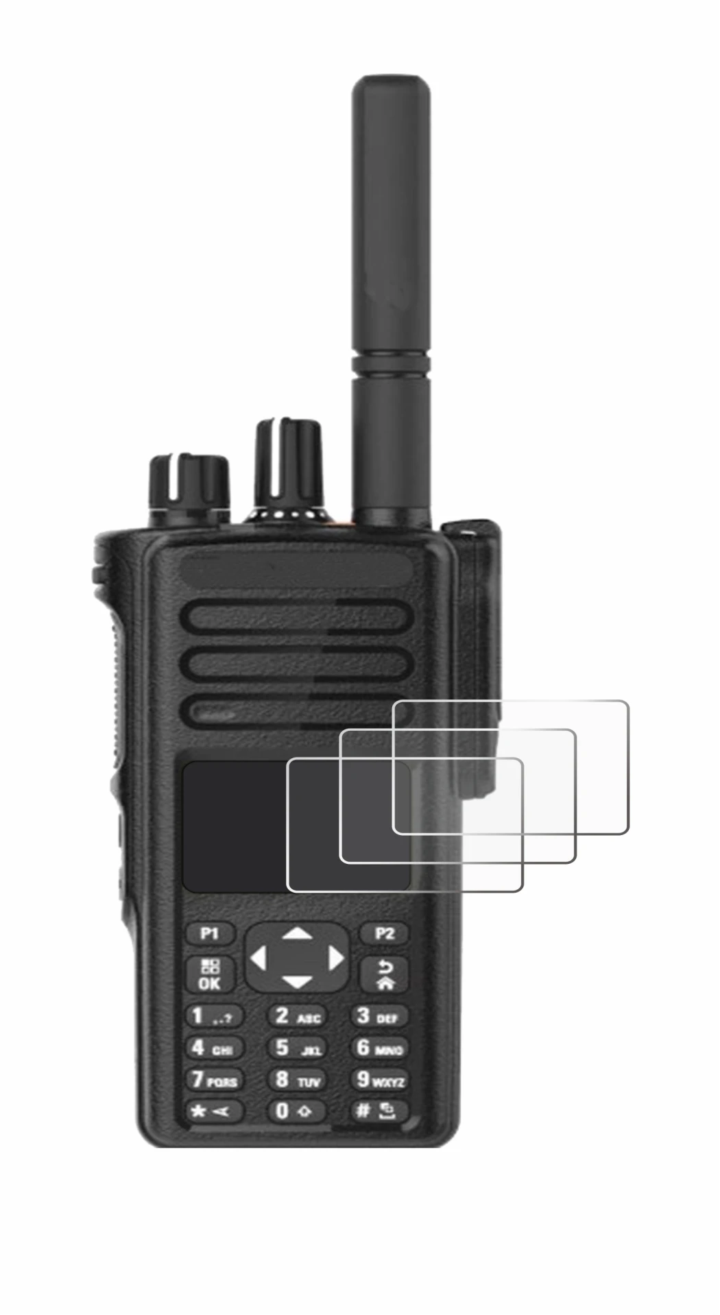 Image of the device Motorola DP4801e with a wide variety of screen protectors.