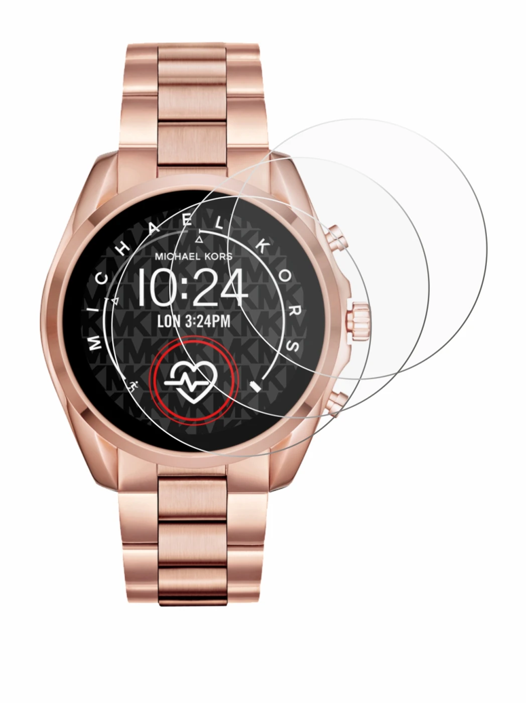 Image of the device Michael Kors Access Bradshaw 2 with a wide variety of screen protectors.