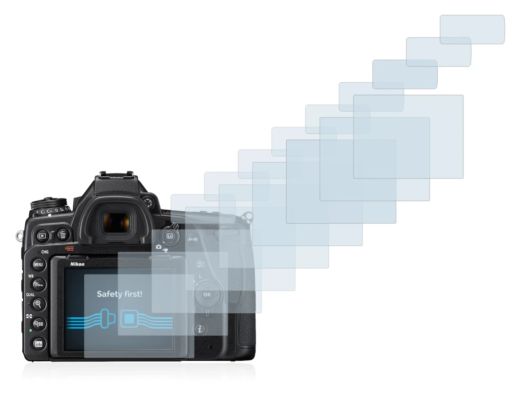 Image of the device Nikon D780 with a wide variety of screen protectors.