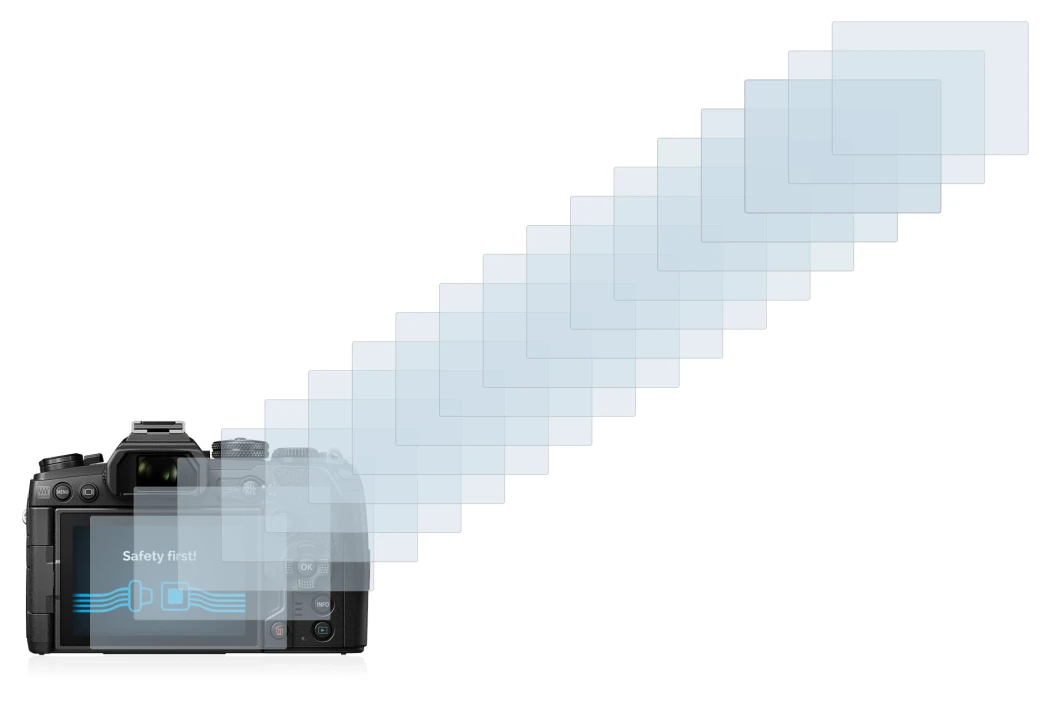 Image of the device Olympus OM-D E-M1 Mark III with a wide variety of screen protectors.