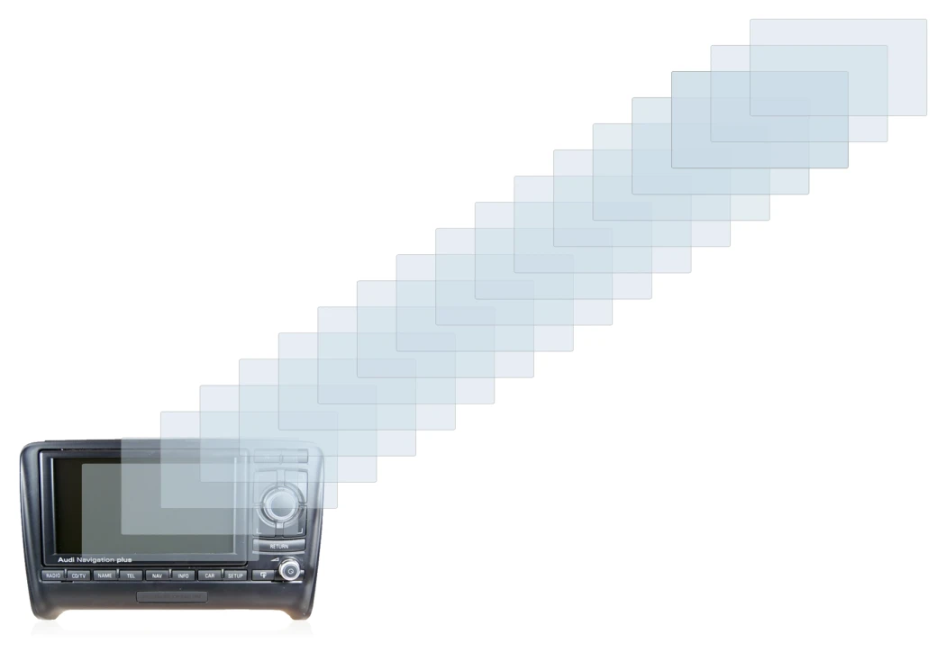 Image of the device Audi A3 8P 2004-2012 RNS-E with a wide variety of screen protectors.