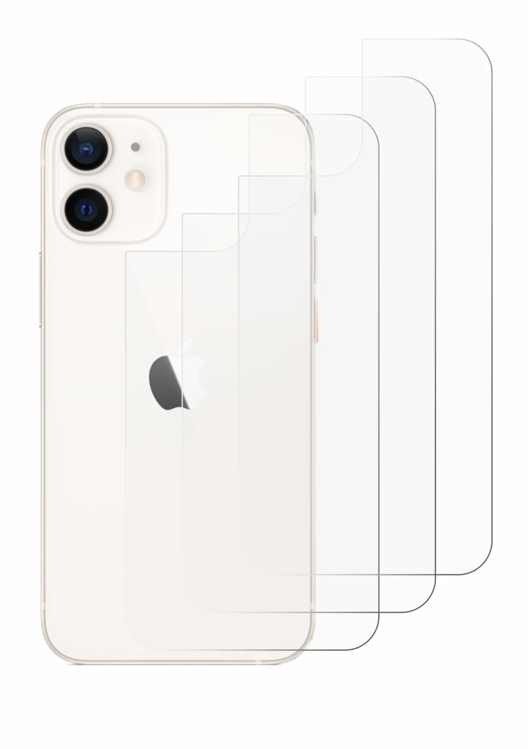 Image of the device Apple iPhone 12 mini (Back) with a wide variety of screen protectors.