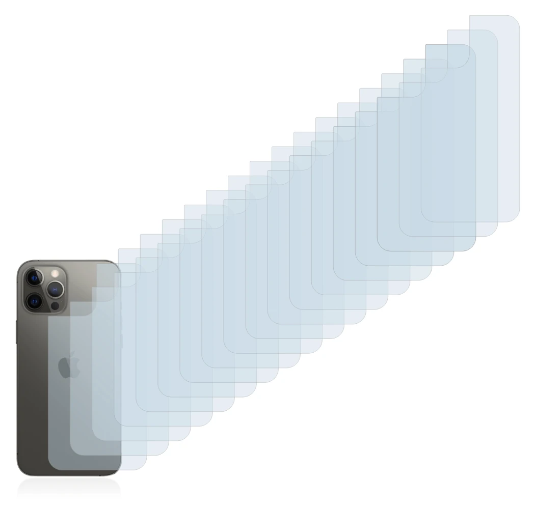Image of the device Apple iPhone 12 Pro Max (Back) with a wide variety of screen protectors.