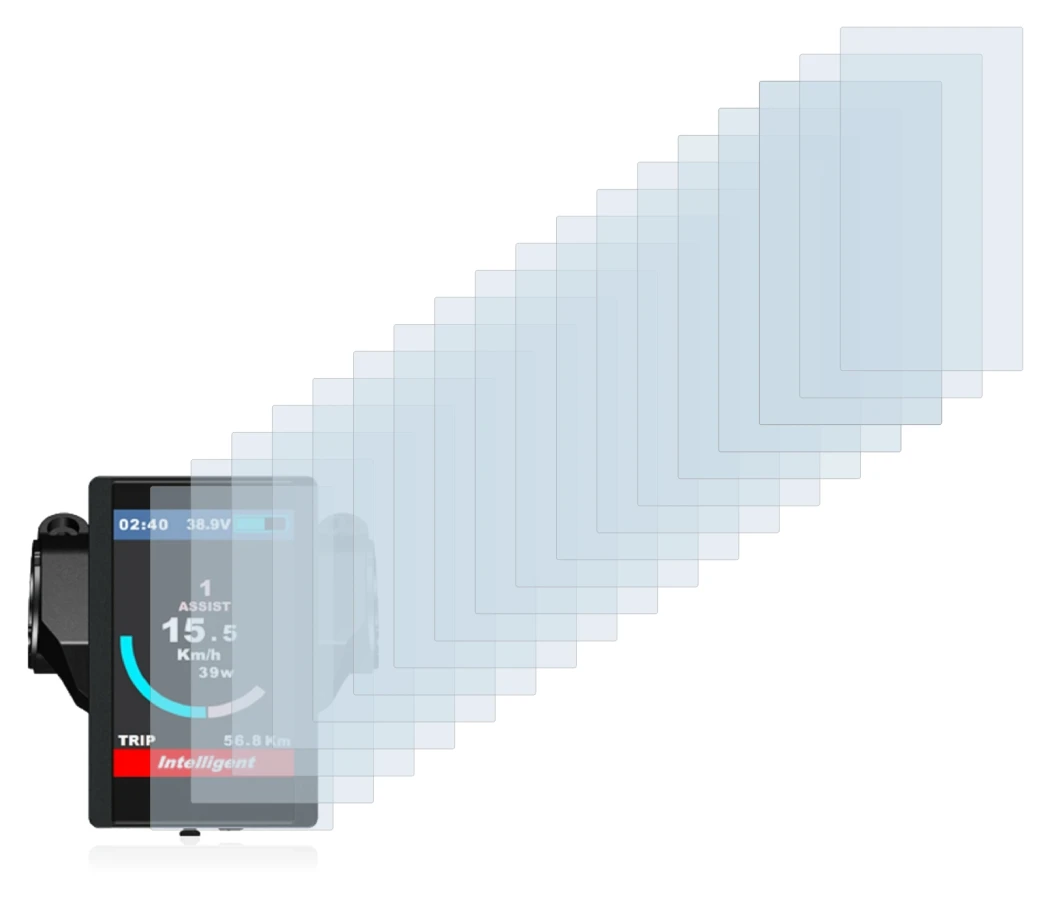 Image of the device Bafang 850c with a wide variety of screen protectors.