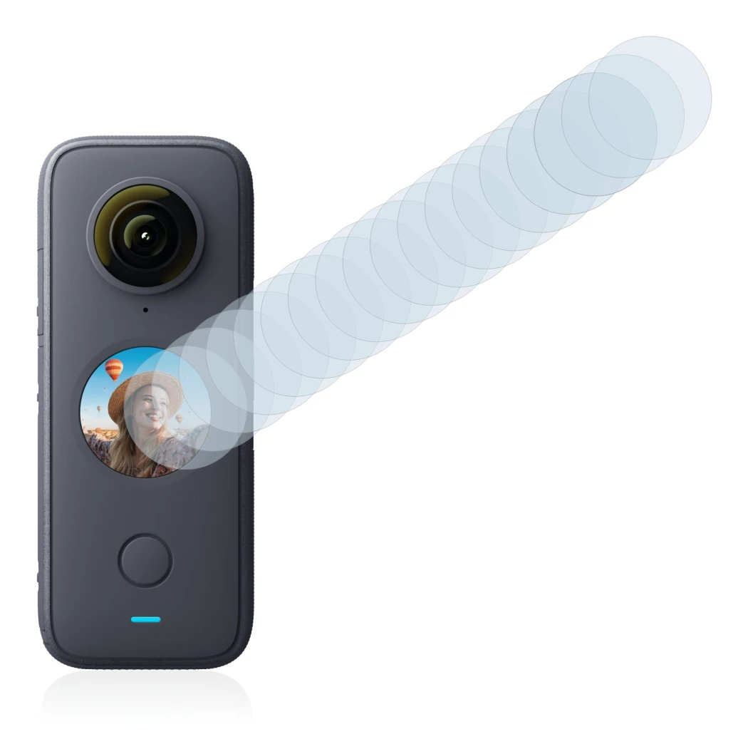 Image of the device Insta360 One X2 with a wide variety of screen protectors.