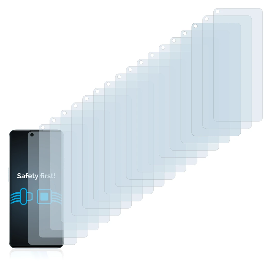 Image of the device OnePlus 9 with a wide variety of screen protectors.
