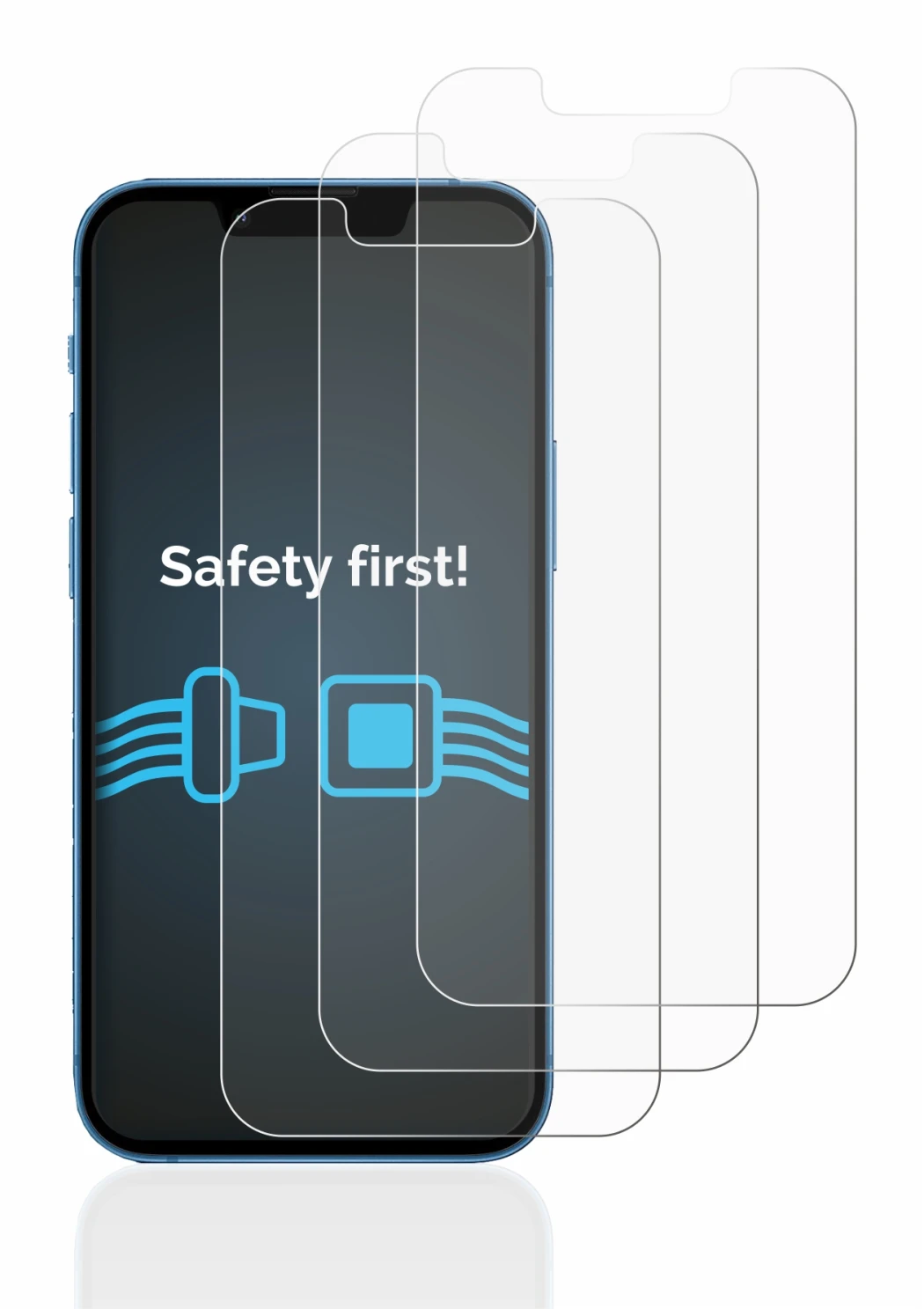 Image of the device Apple iPhone 13 mini with a wide variety of screen protectors.