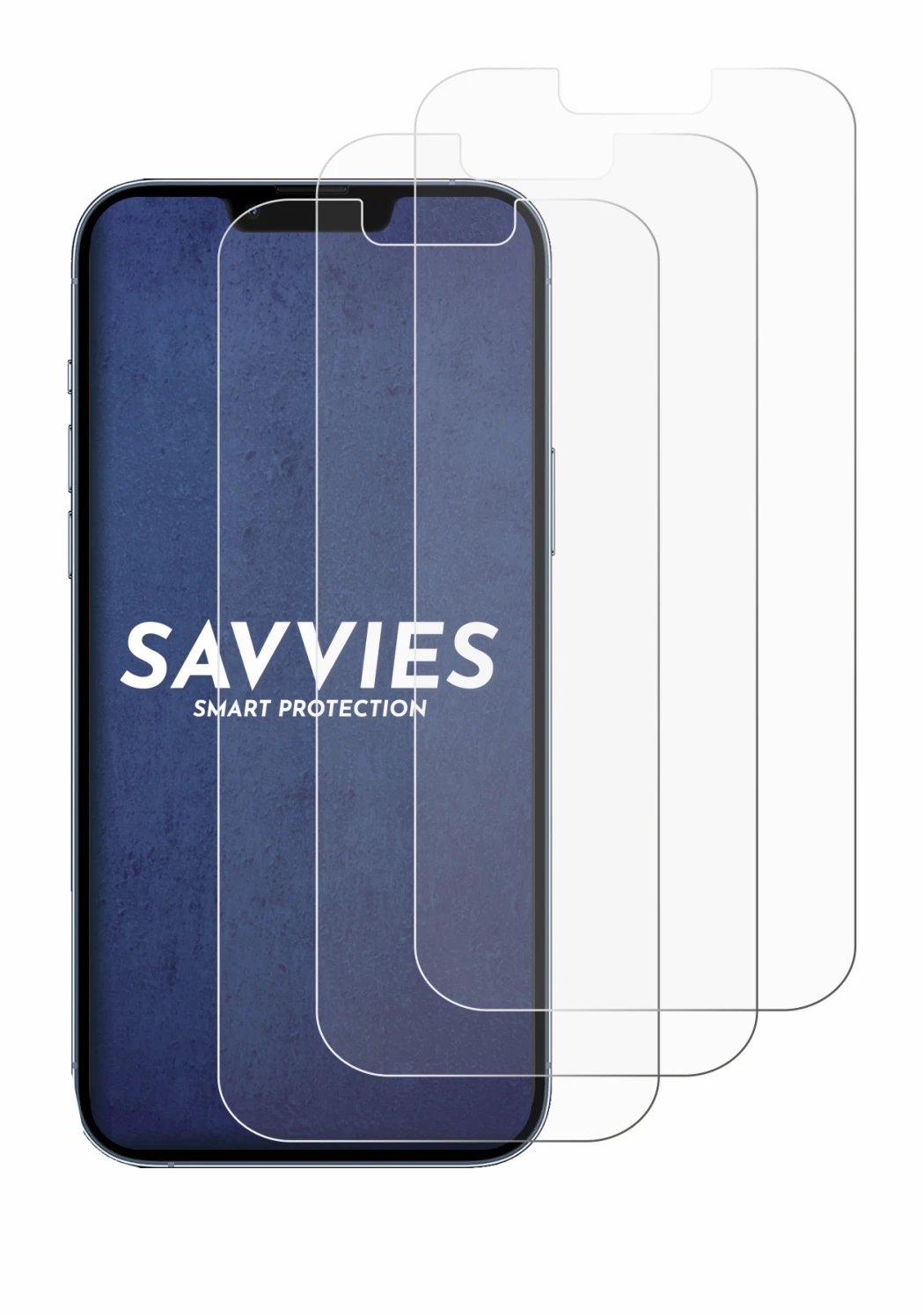 Image of the device Apple iPhone 13 Pro Max with a wide variety of screen protectors.