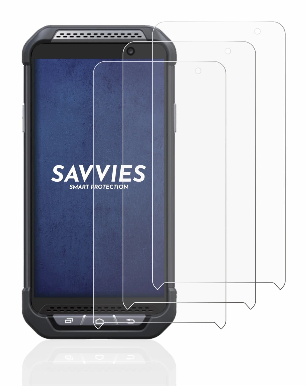 Image of the device Point Mobile PM85 with a wide variety of screen protectors.
