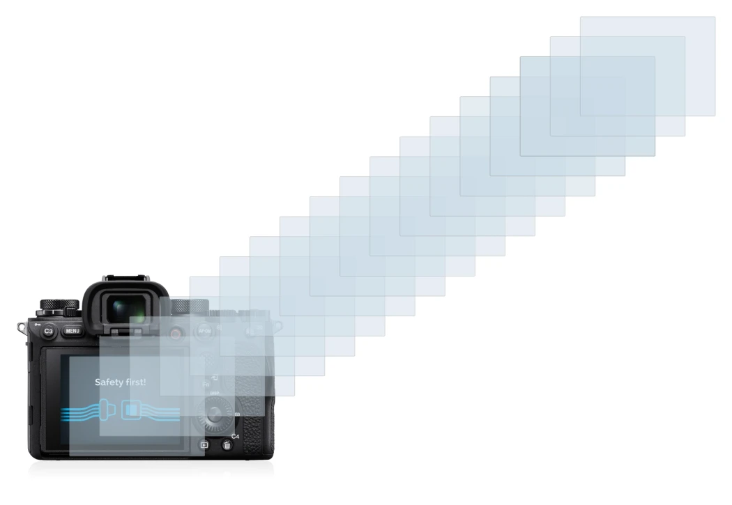 Image of the device Sony Alpha 1 with a wide variety of screen protectors.