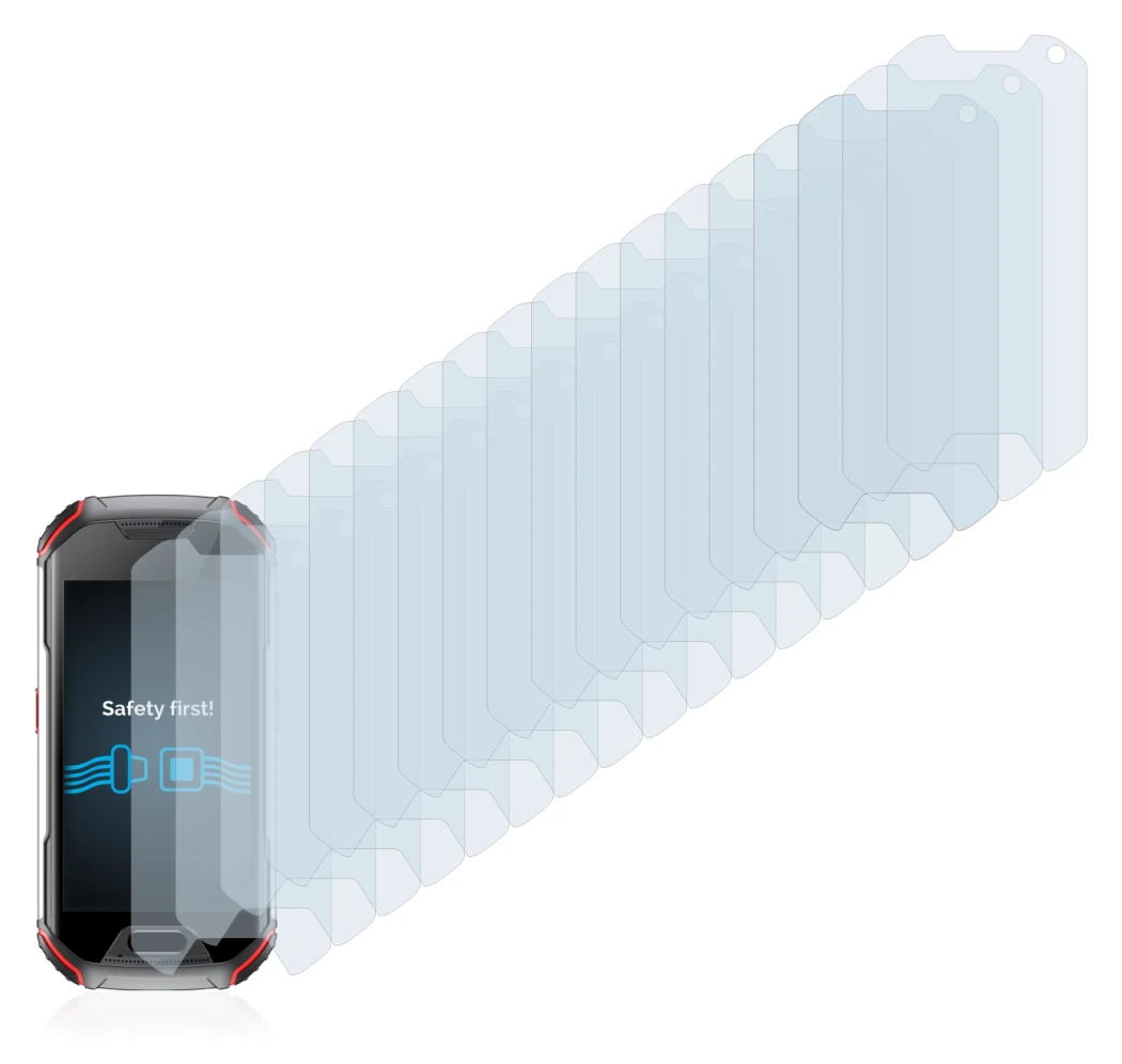 Image of the device Unihertz Atom XL with a wide variety of screen protectors.