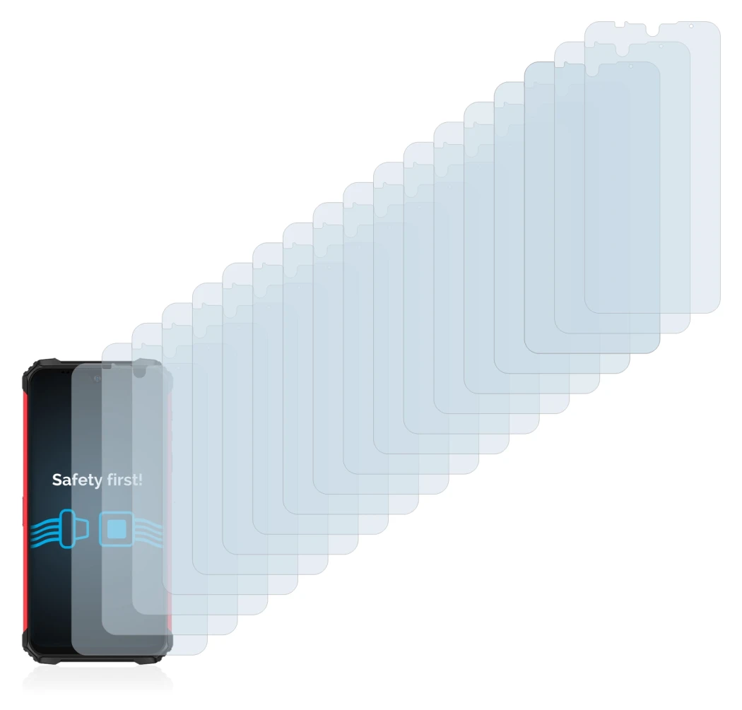 Image of the device Ulefone Armor 8 Pro with a wide variety of screen protectors.
