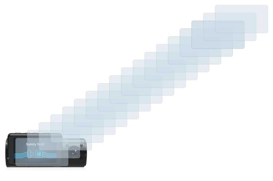 Image of the device Vantrue N4 with a wide variety of screen protectors.