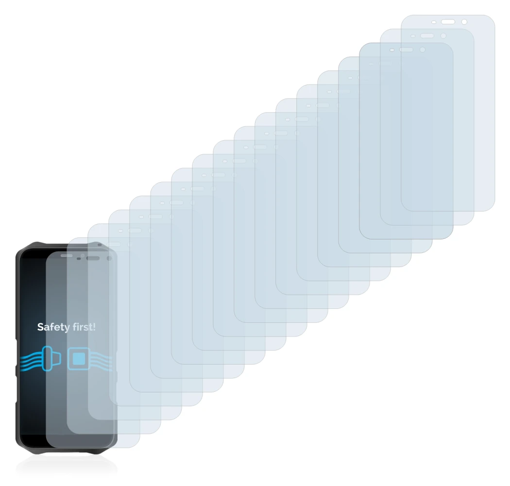 Image of the device Oukitel WP12 Pro with a wide variety of screen protectors.