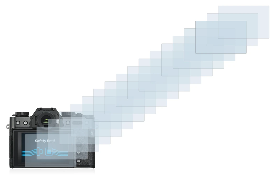 Image of the device Fujifilm X-T30 ll with a wide variety of screen protectors.