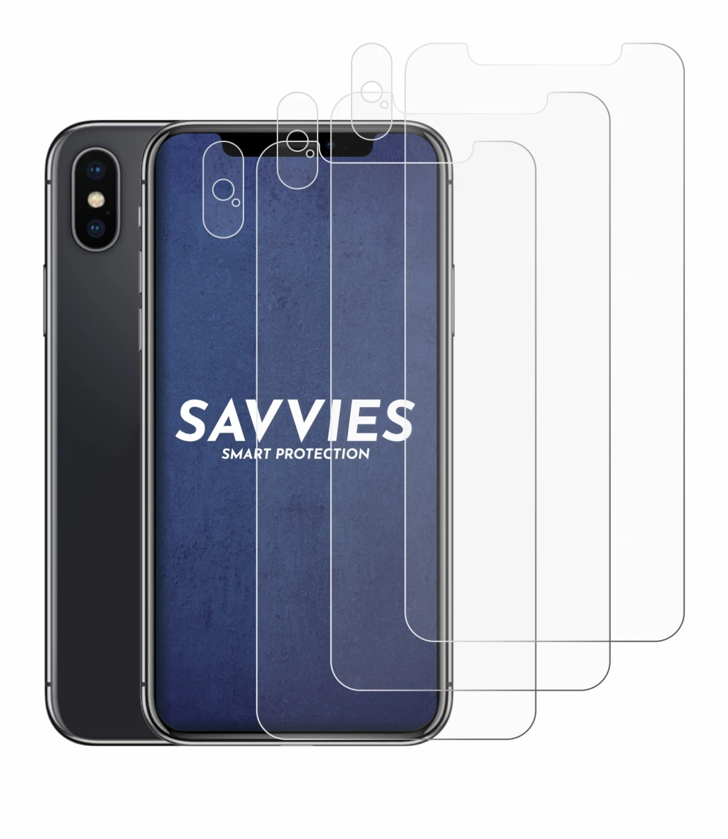Image of the device Apple iPhone X (Front+Camera) with a wide variety of screen protectors.