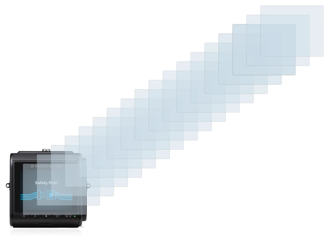 Image of the device Hasselblad 907X 50C with a wide variety of screen protectors.