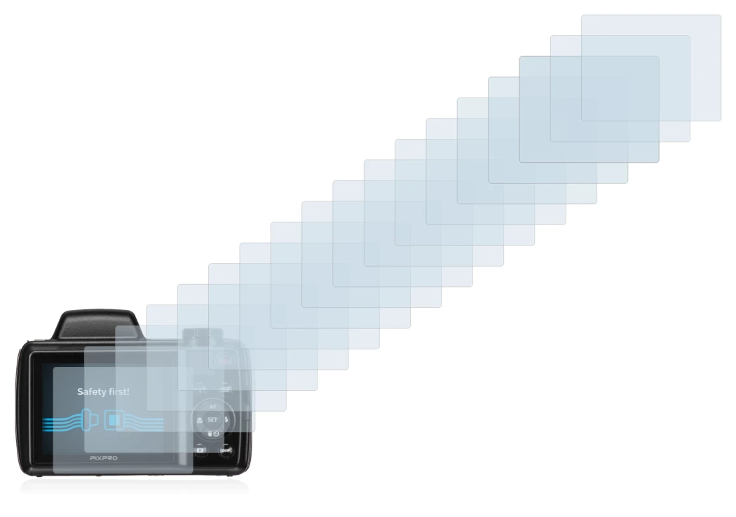 Image of the device Kodak Pixpro AZ525 with a wide variety of screen protectors.