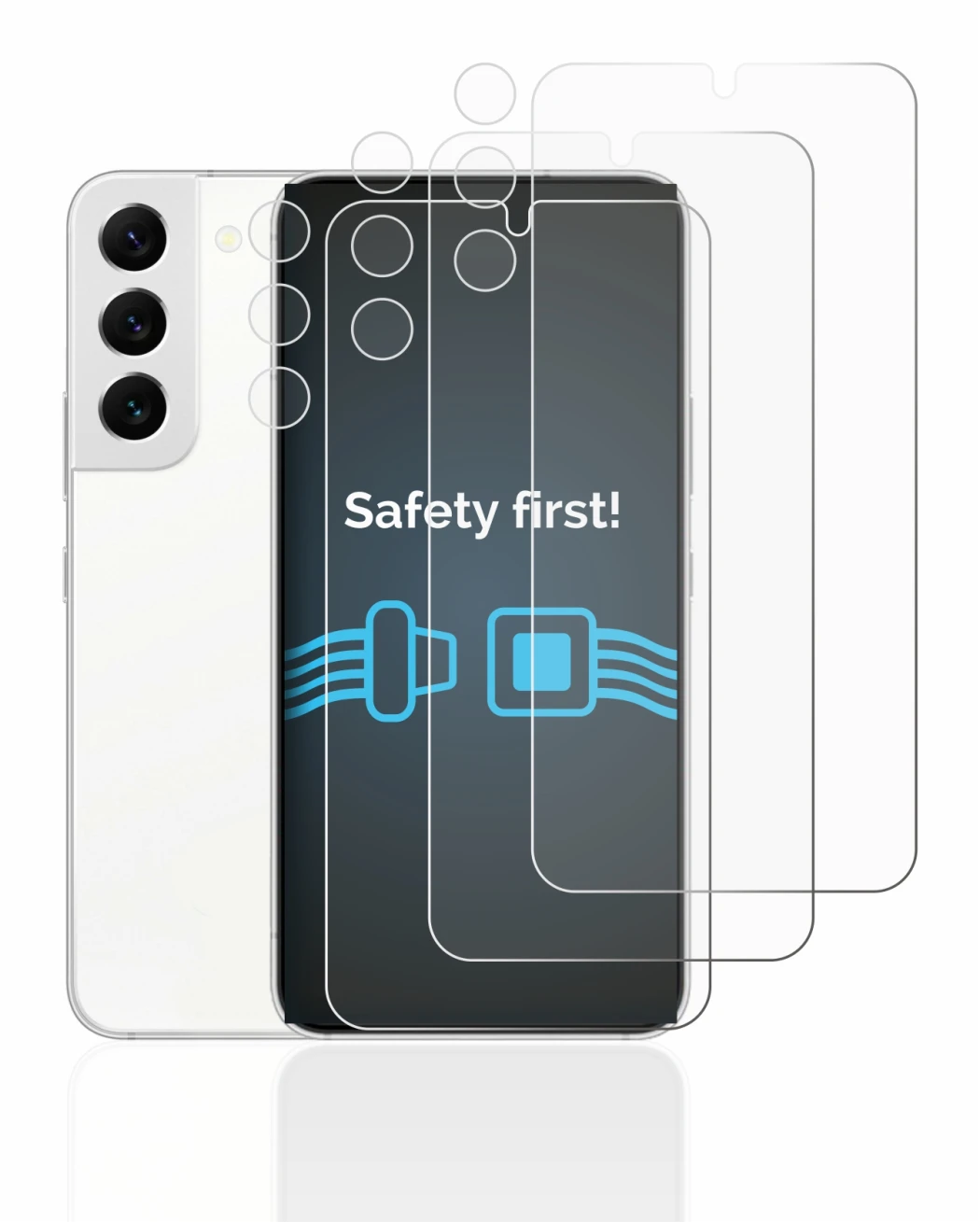 Image of the device Samsung Galaxy S22 5G (Front+Camera) with a wide variety of screen protectors.