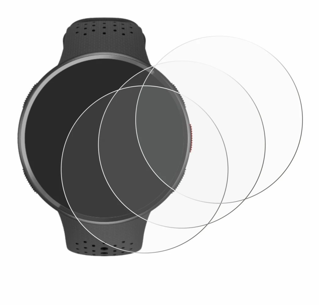 Image of the device Polar Pacer Pro with a wide variety of screen protectors.