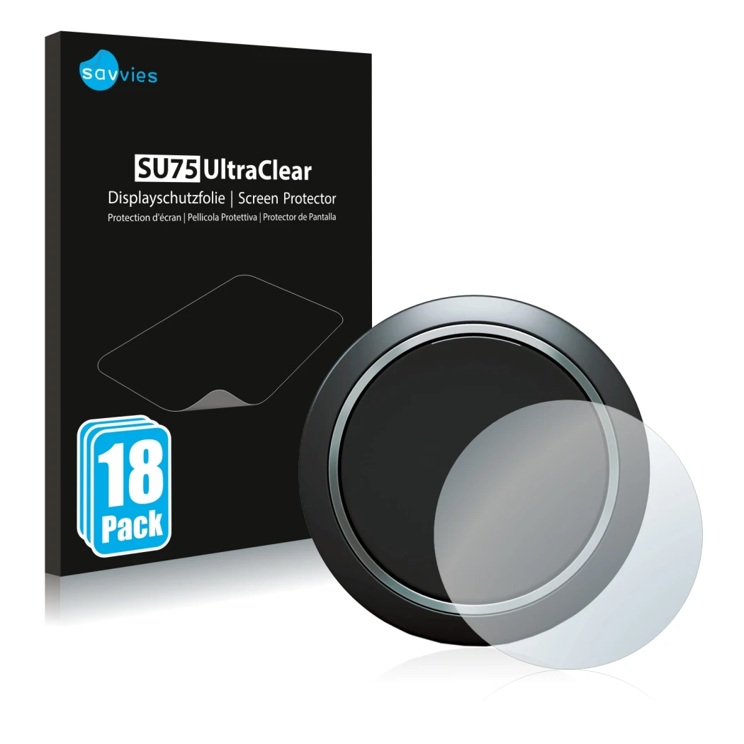 Front side of a product packaging with the brand logo Savvies. Next to it is the device OOONO CO-Driver NO1 shown with the cor