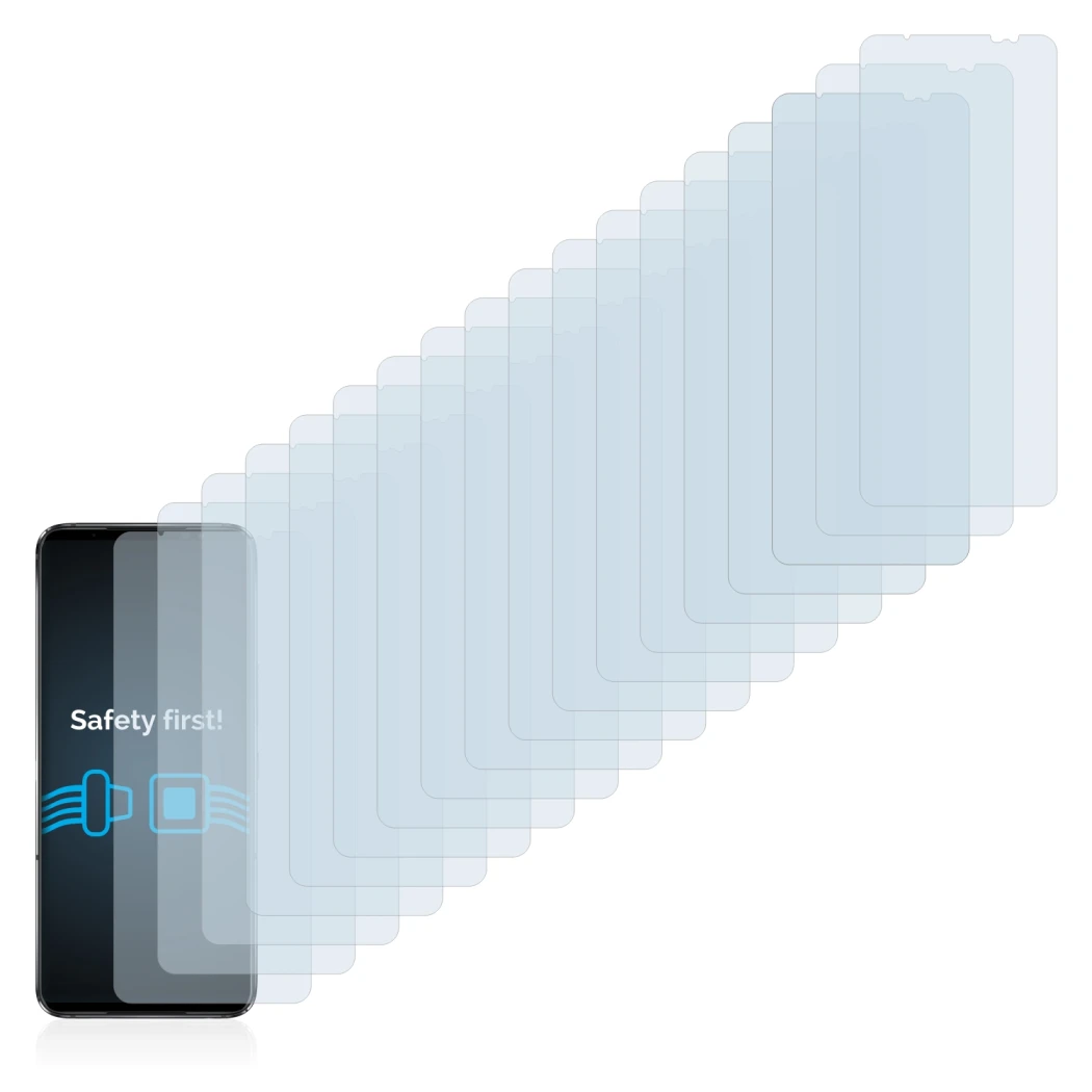 Image of the device ASUS ROG Phone 6 with a wide variety of screen protectors.