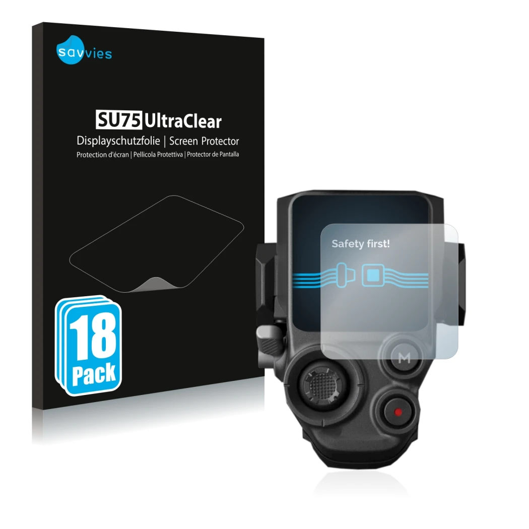 Front side of a product packaging with the brand logo Savvies. Next to it is the device DJI RS 3 Pro shown with the correspond