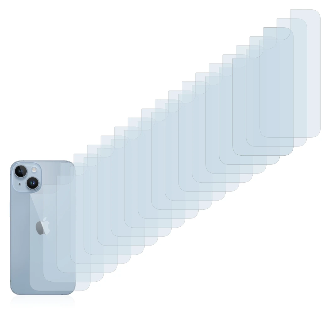 Image of the device Apple iPhone 14 (Back) with a wide variety of screen protectors.