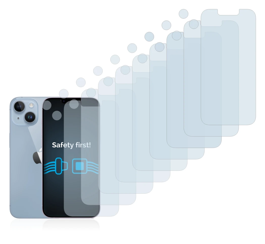 Image of the device Apple iPhone 14 (Front+Camera) with a wide variety of screen protectors.