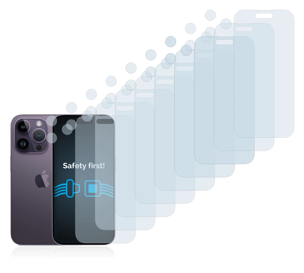 Image of the device Apple iPhone 14 Pro (Front+Camera) with a wide variety of screen protectors.