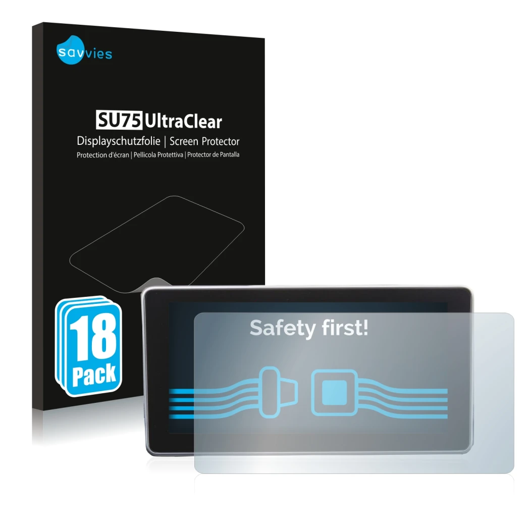 Front side of a product packaging with the brand logo Savvies. Next to it is the device Audi A4 B9 2016 shown with the corresp
