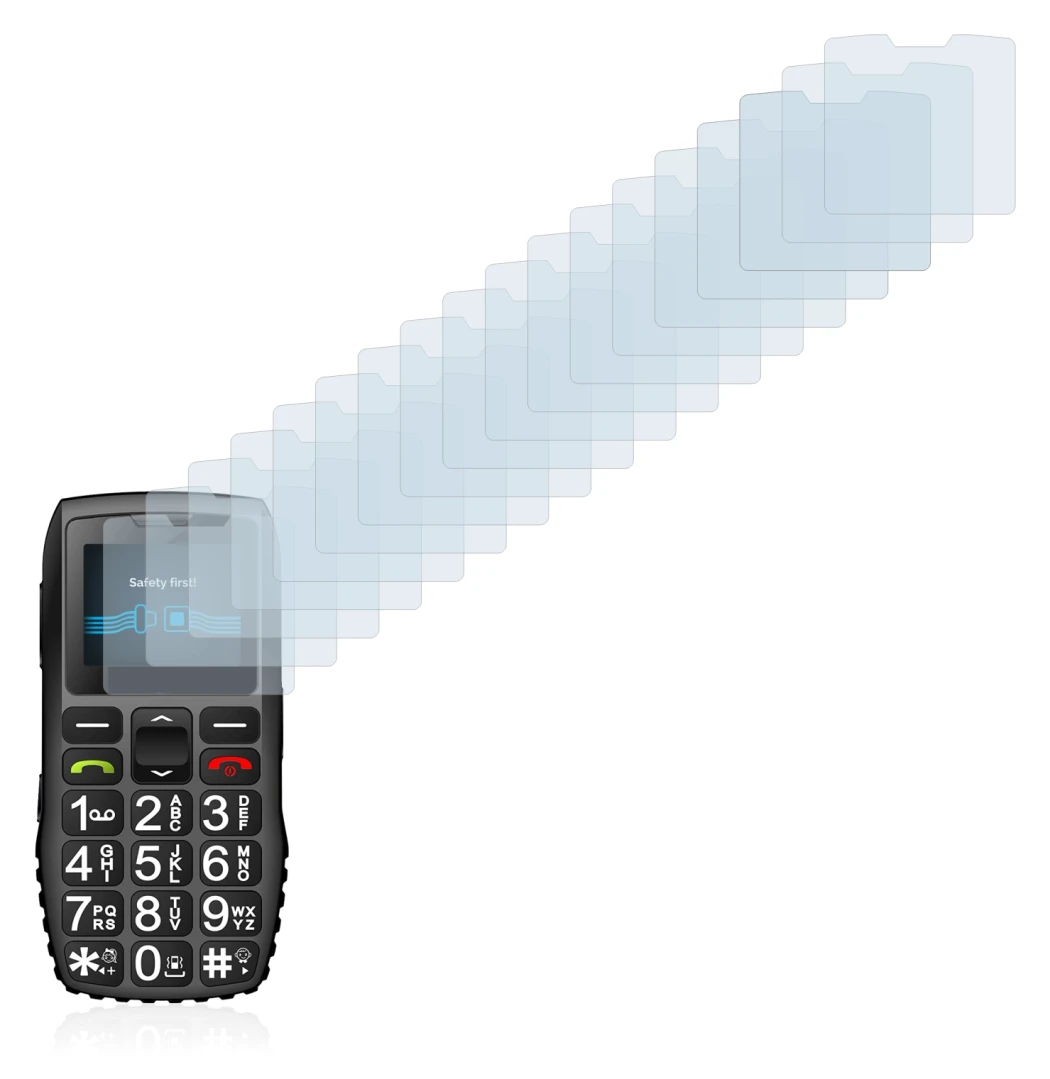 Image of the device artfone C1 Plus with a wide variety of screen protectors.