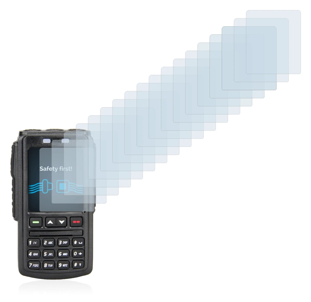 Image of the device AnyTone BT-01 with a wide variety of screen protectors.