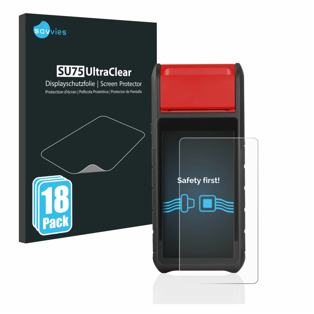 Front side of a product packaging with the brand logo Savvies. Next to it is the device Autel MaxiBAS BT608 shown with the cor
