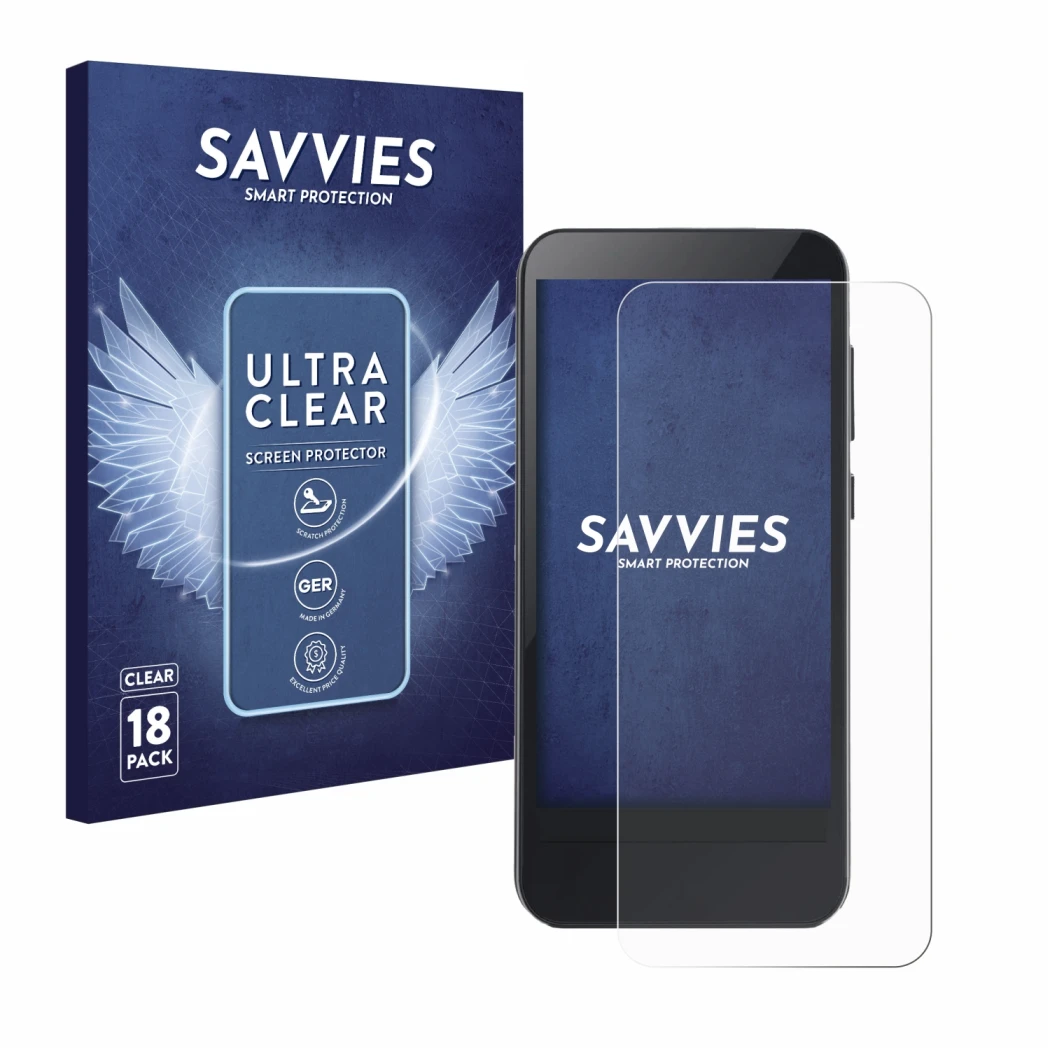 Front side of a product packaging with the brand logo Savvies. Next to it is the device Omnipod 5 shown with the corresponding