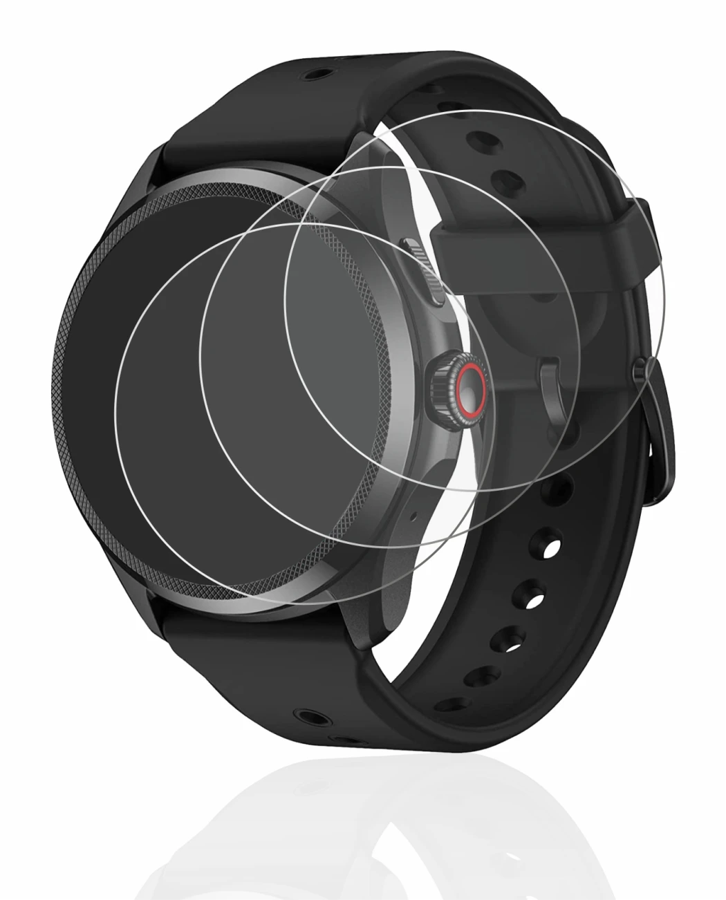 Image of the device Mobvoi TicWatch Pro 5 with a wide variety of screen protectors.