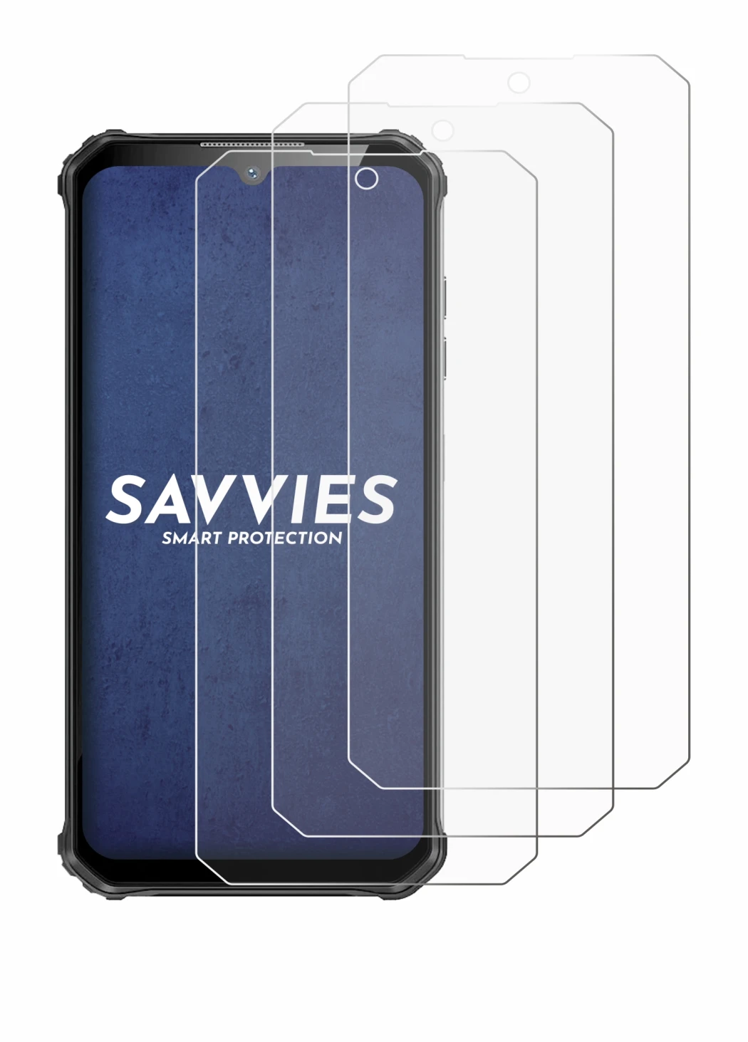 Image of the device Oukitel WP22 with a wide variety of screen protectors.