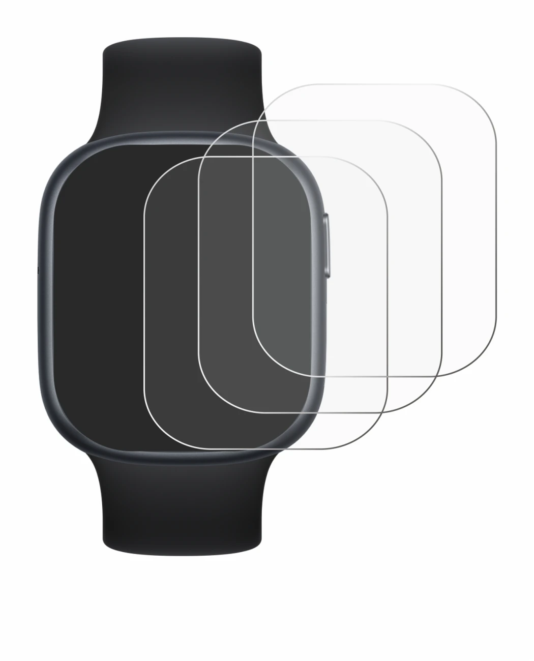 Image of the device Honor Watch 4 with a wide variety of screen protectors.