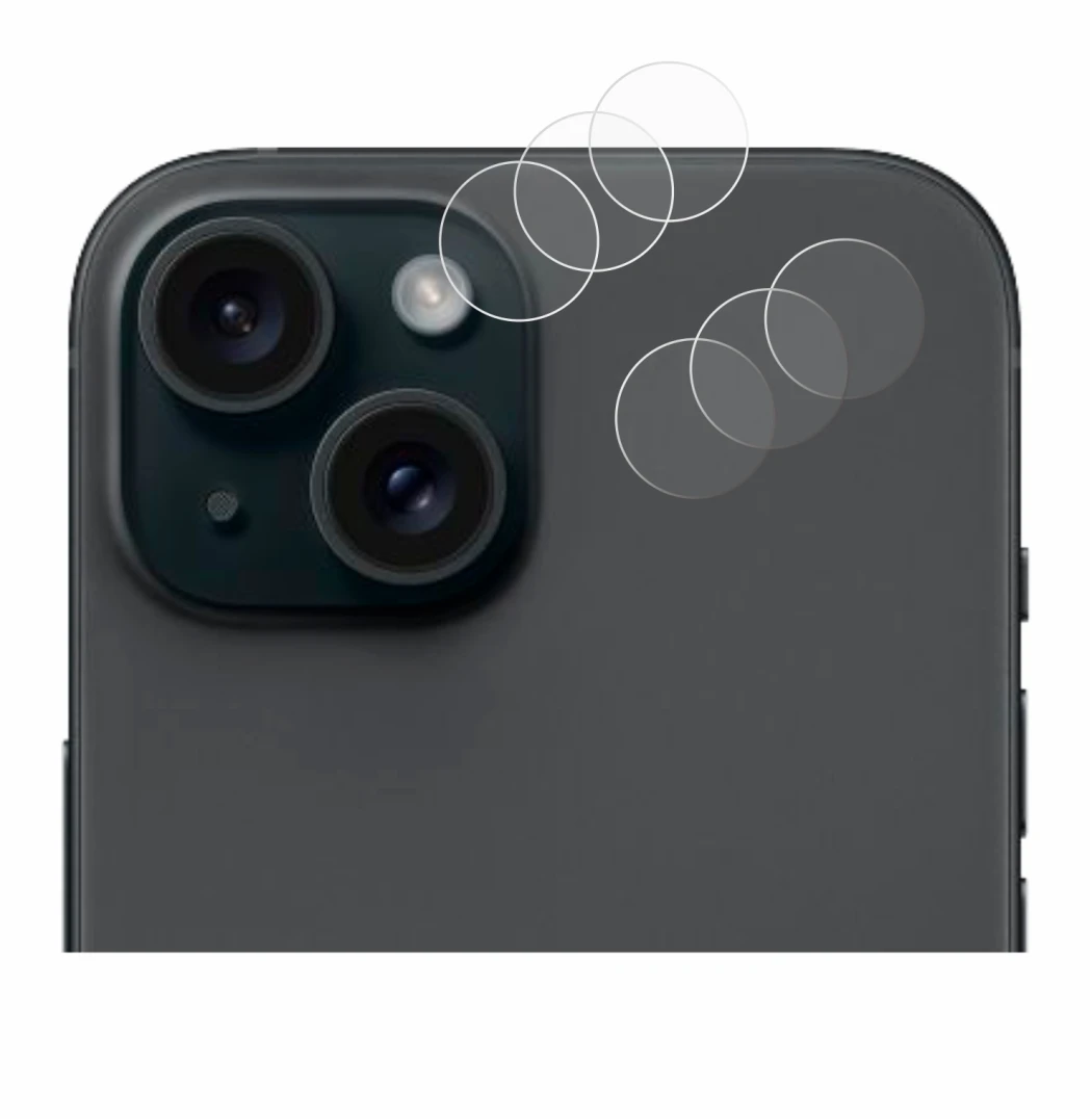 Image of the device Apple iPhone 15 (ONLY Camera Lens) with a wide variety of screen protectors.