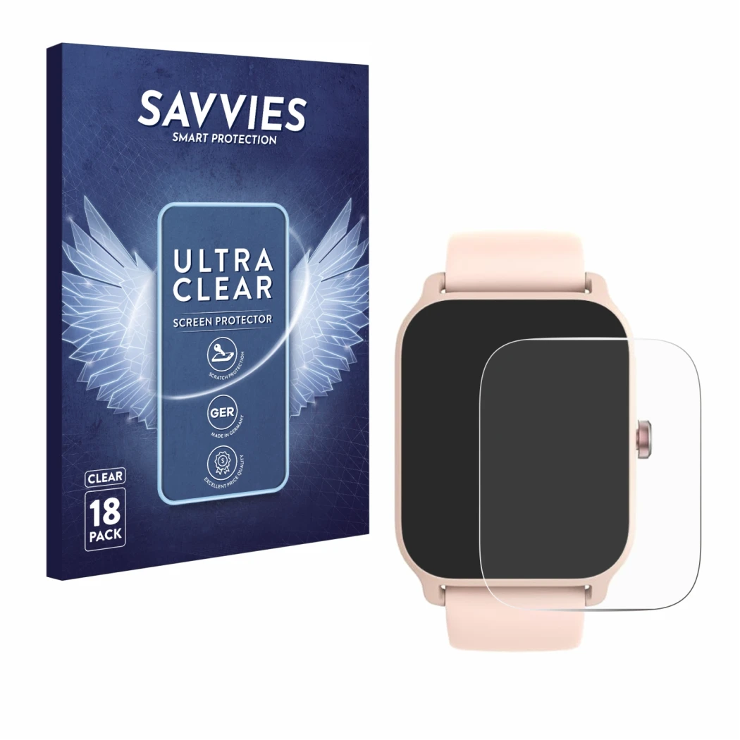 Front side of a product packaging with the brand logo Savvies. Next to it is the device IFMDA IDW13 1.8