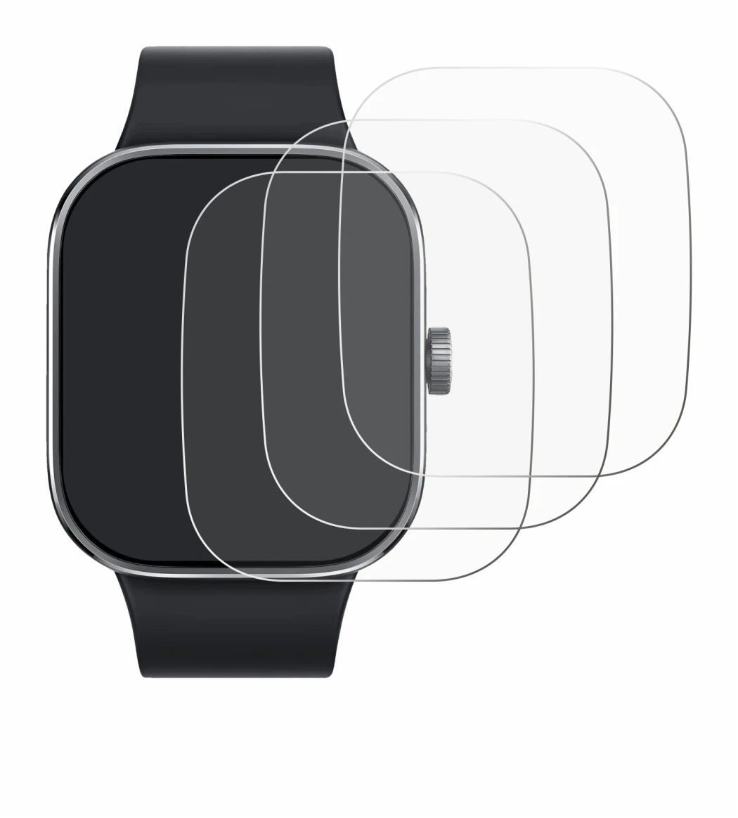 Image of the device Xiaomi Redmi Watch 4 with a wide variety of screen protectors.