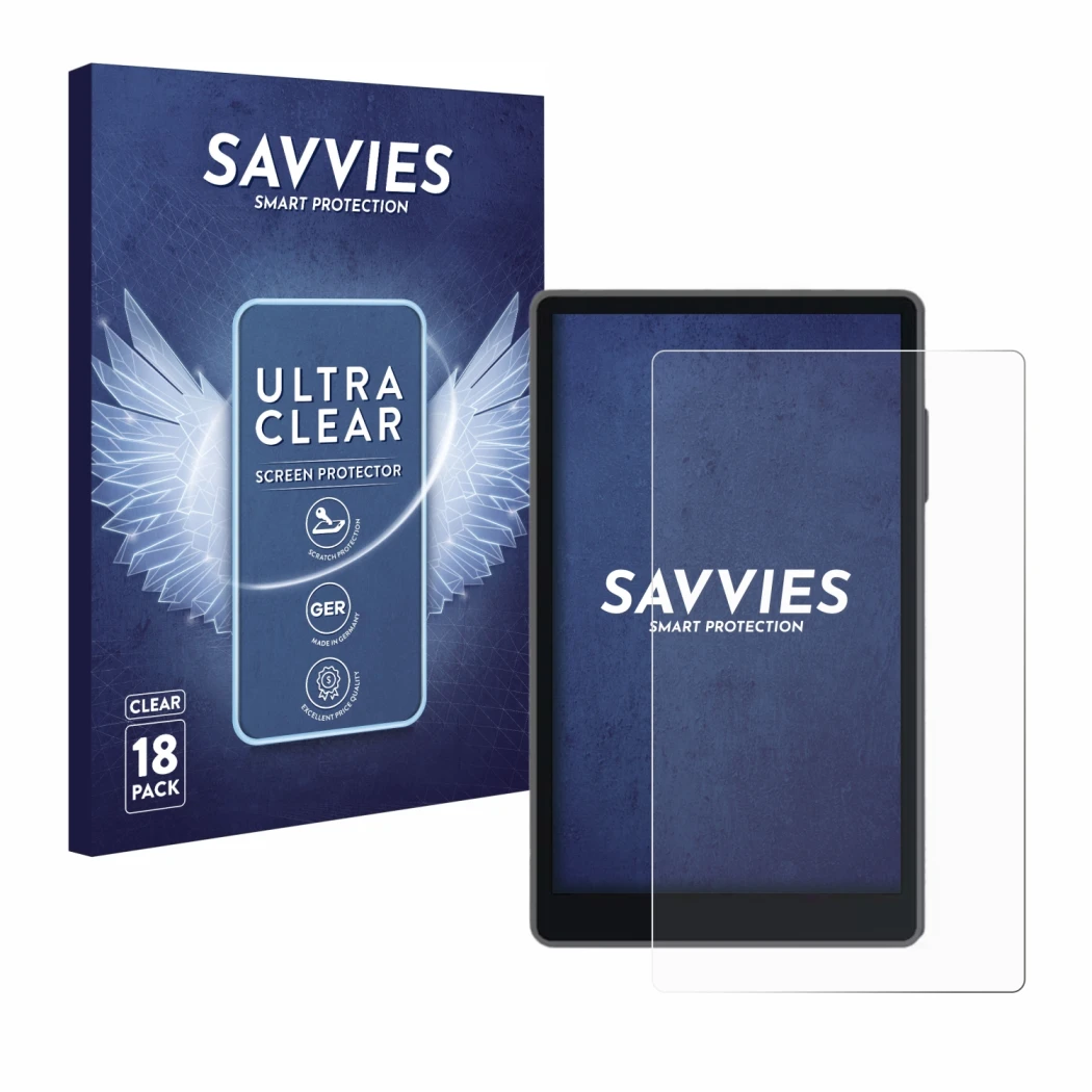 Front side of a product packaging with the brand logo Savvies. Next to it is the device Keystone 3 Pro shown with the correspo