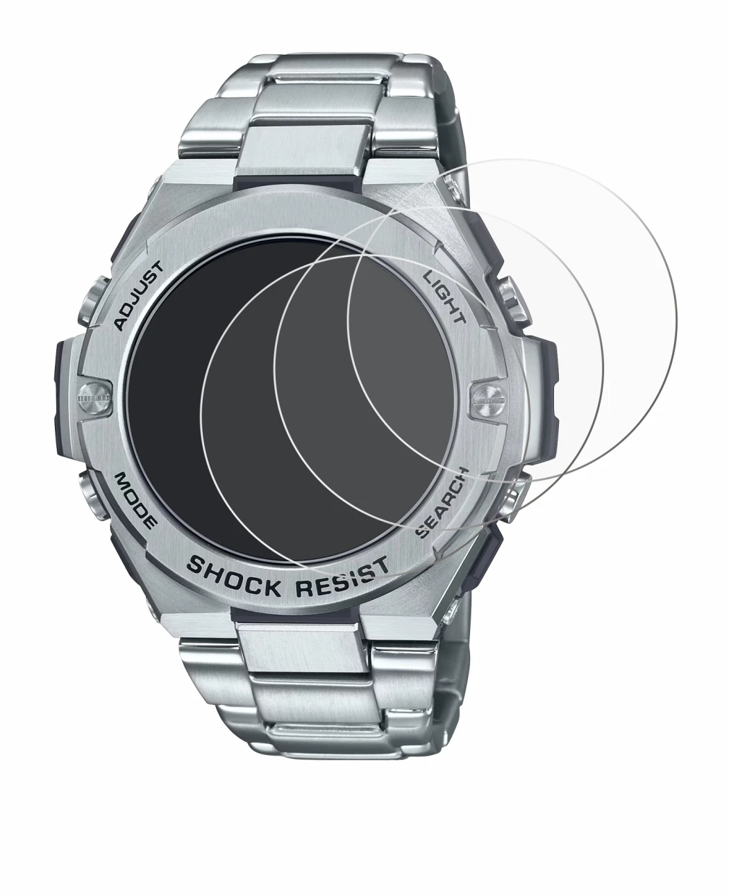 Image of the device Casio G-Shock GST-B500D-1A with a wide variety of screen protectors.